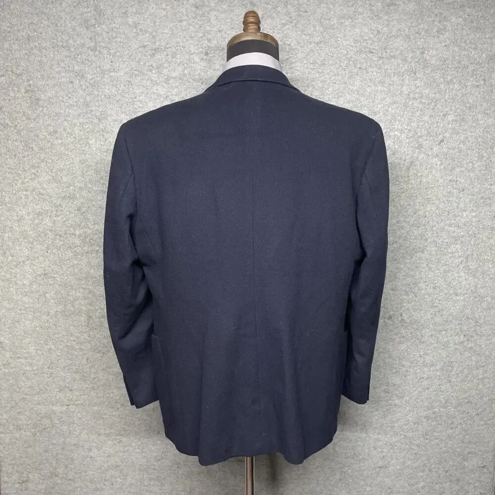 Vtg 90s Jean Paul Germain Paris Mens 44R Wool Like Sport Coat Blazer Navy Poland